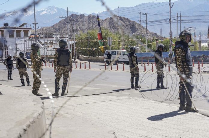 Leh town curfew relaxation with security forces present